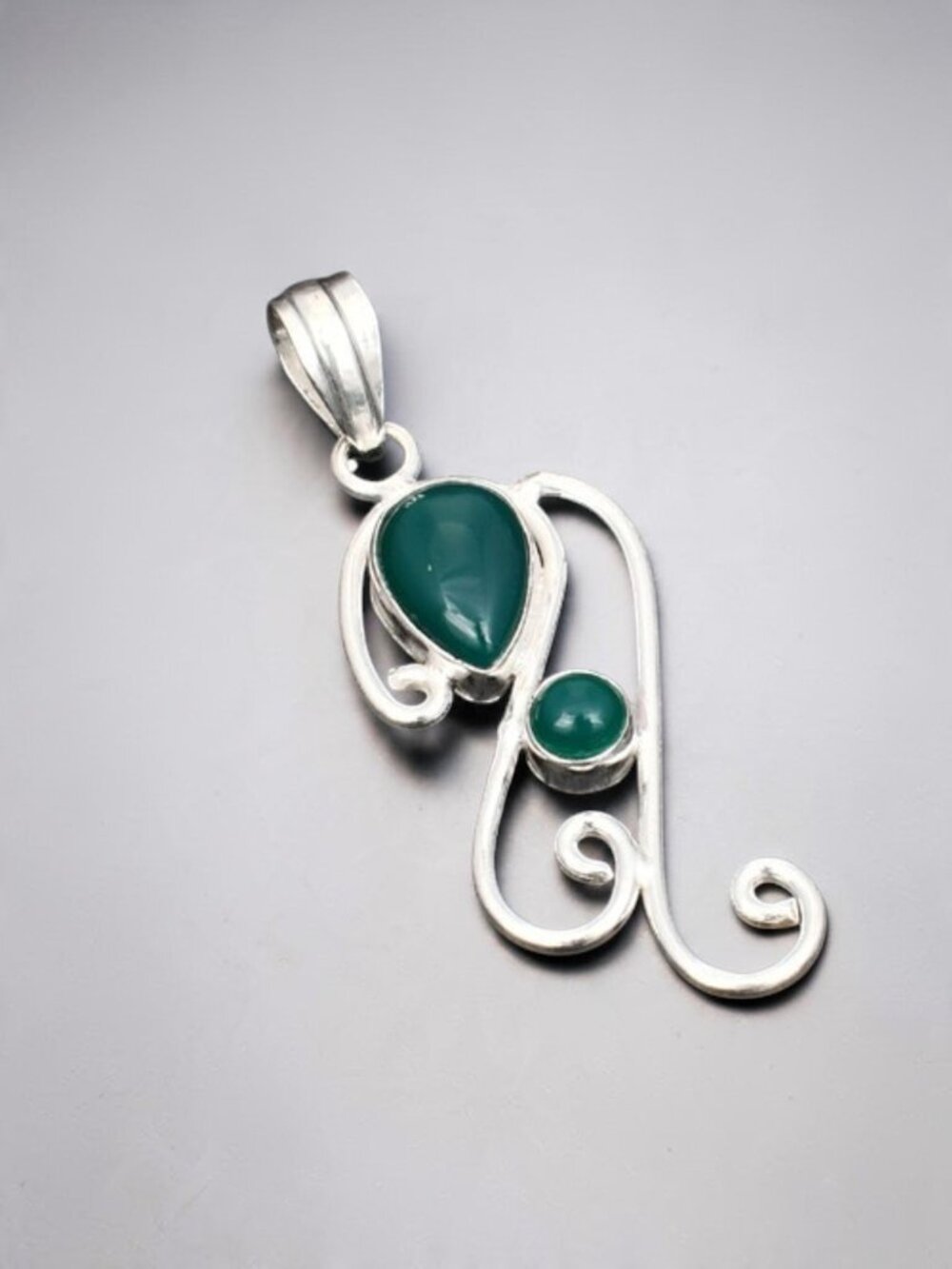 Green Onyx Gemstone Handmade Pendant 2.16"